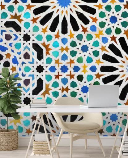 Colorful Vintage Swirl Tiles Wallpaper