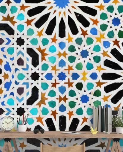 Papel pintado de azulejos de remolino vintage colorido