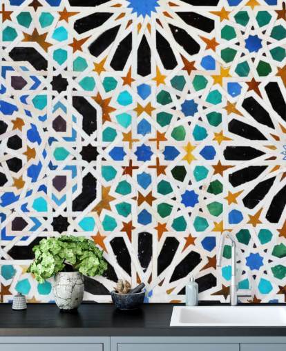 Colorful Vintage Swirl Tiles Wallpaper