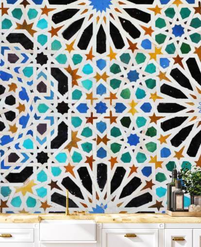 Papel pintado de azulejos de remolino vintage colorido Papel pintado de azulejos de remolino vintage colorido