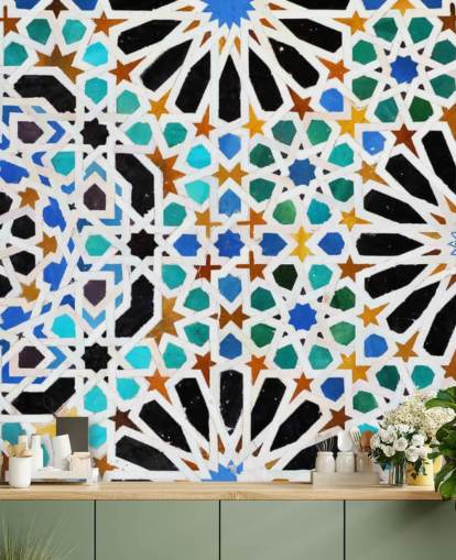 Colorful Vintage Swirl Tiles Wallpaper Colorful Vintage Swirl Tiles Wallpaper