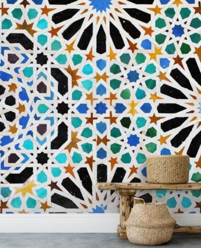 Papel pintado de azulejos de remolino vintage colorido