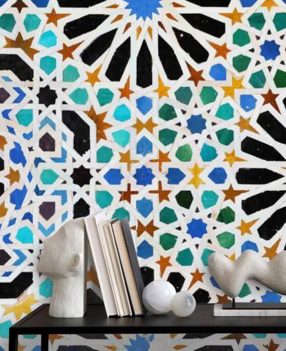 Papel pintado de azulejos de remolino vintage colorido