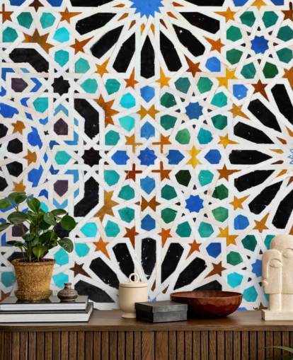 Colorful Vintage Swirl Tiles Wallpaper Colorful Vintage Swirl Tiles Wallpaper