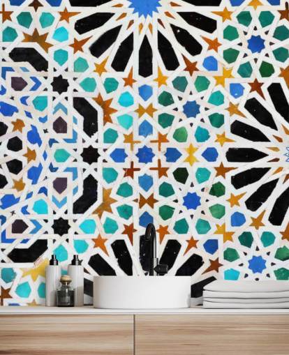 Papel pintado de azulejos de remolino vintage colorido