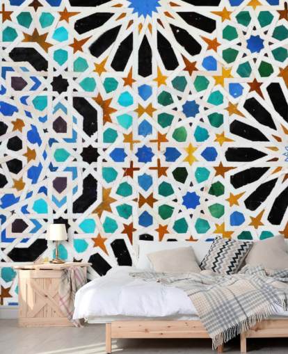 Papel pintado de azulejos de remolino vintage colorido