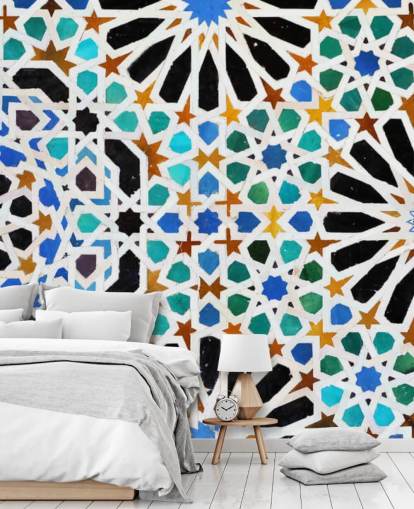 Colorful Vintage Swirl Tiles Wallpaper