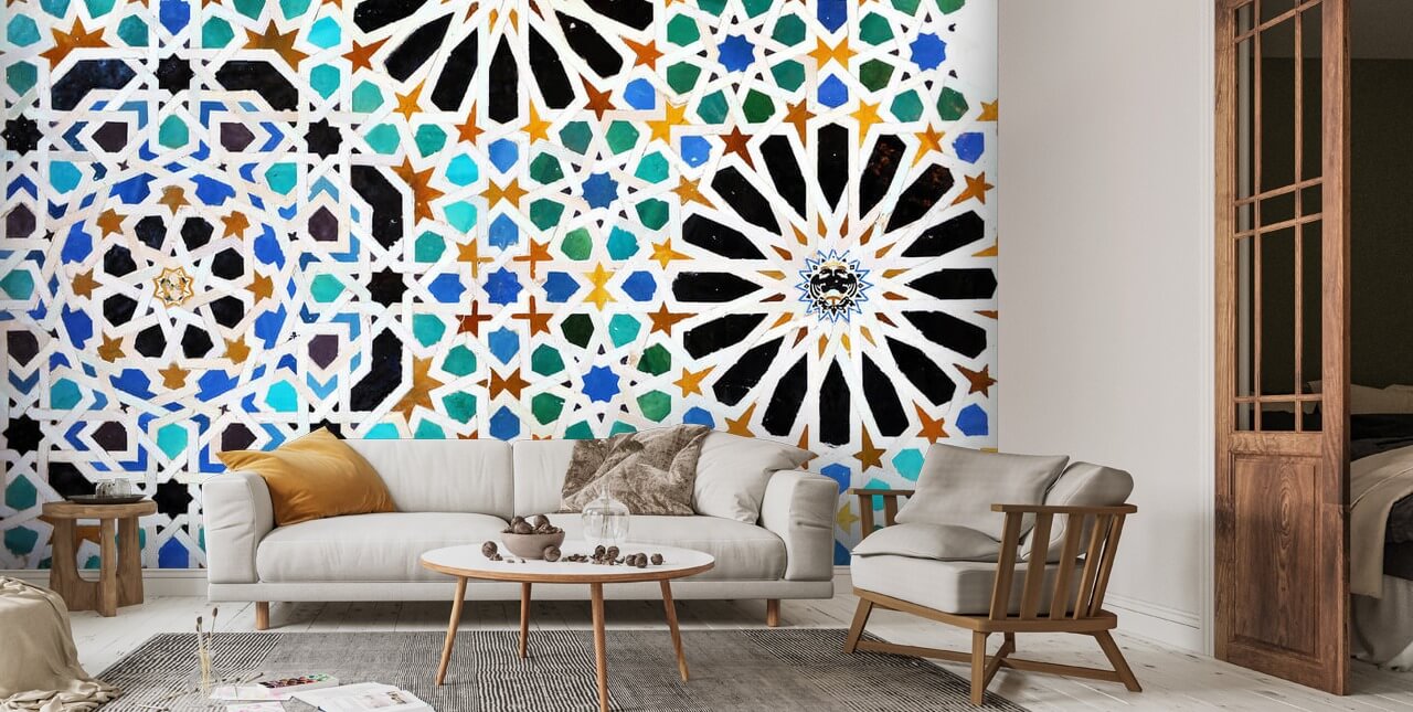 Blue Spanish Tiles Wallpaper  WallpaperMuralcom