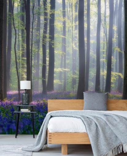 papel de parede misty bluebell forest