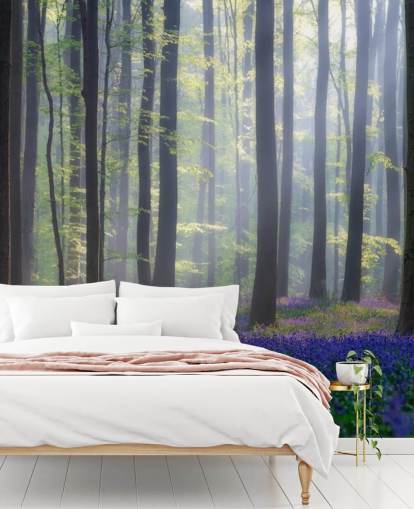 neblige Bluebell Wald Tapete neblige Bluebell Wald Tapete