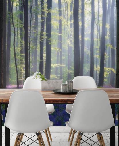 papel pintado misty bluebell forest
