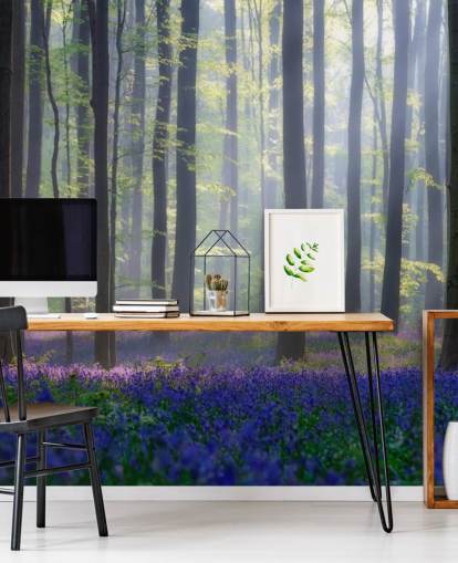 papel pintado misty bluebell forest