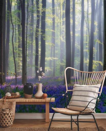 papel pintado misty bluebell forest papel pintado misty bluebell forest