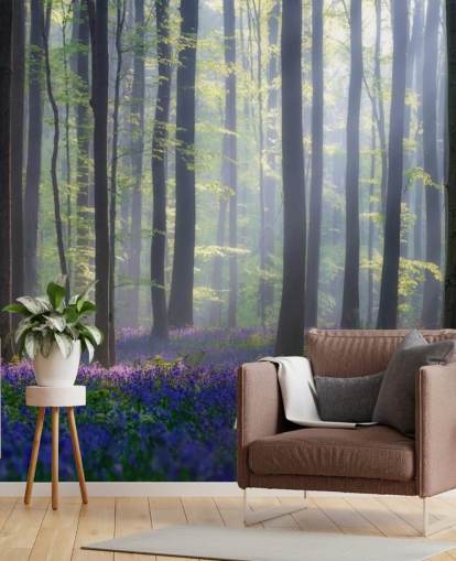 papel pintado misty bluebell forest