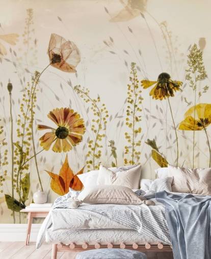 voksende blomster vægmaleri