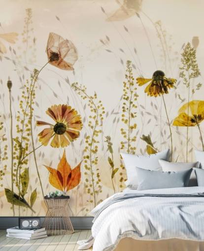 mural de parede de flores em crescimento