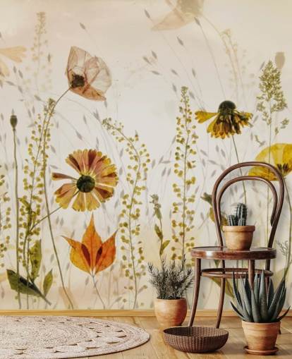 fresque murale de fleurs qui poussent