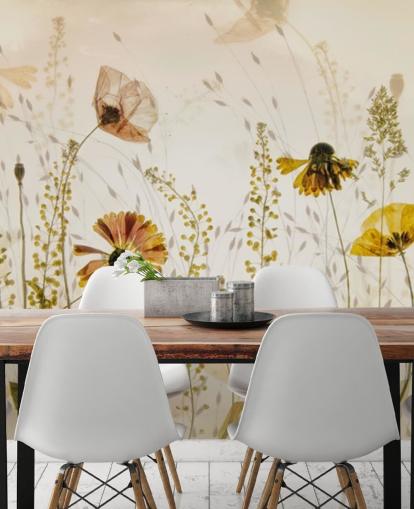 fresque murale de fleurs qui poussent