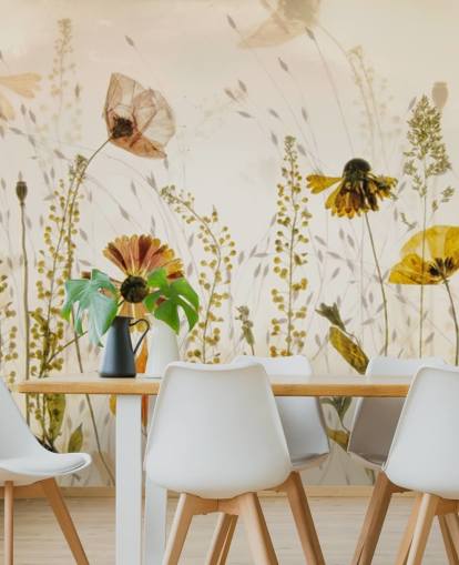 mural de pared con flores en crecimiento mural de pared con flores en crecimiento