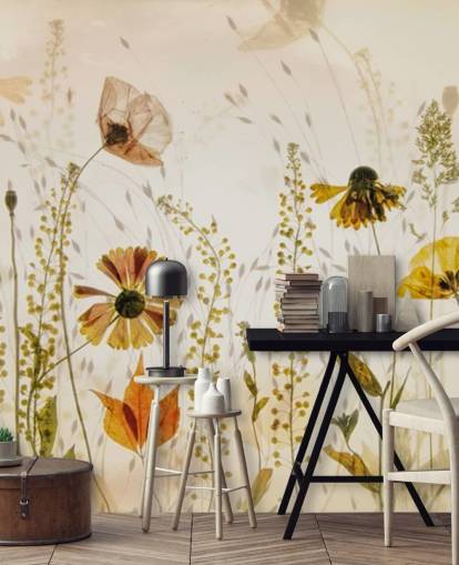 mural de parede de flores em crescimento