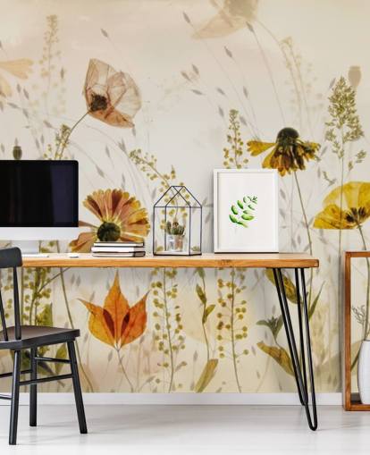 Wandbild mit wachsenden Blumen