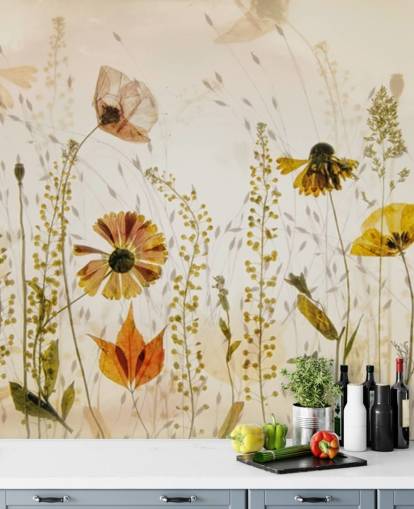 voksende blomster vægmaleri