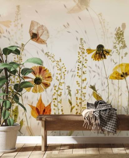 voksende blomster vægmaleri voksende blomster vægmaleri