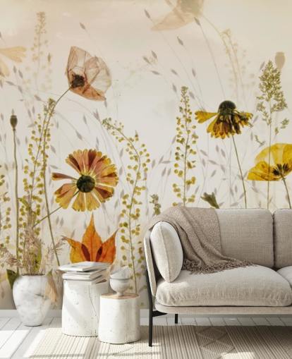 mural de parede de flores em crescimento