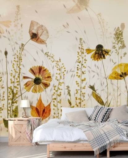 voksende blomster vægmaleri