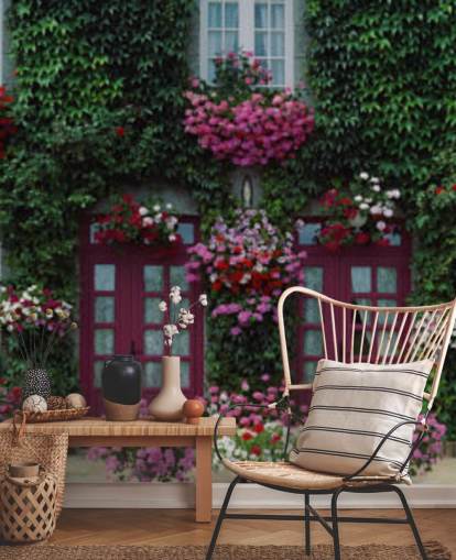 ivy covered house with purple flowers wallpaper ivy covered house with purple flowers wallpaper