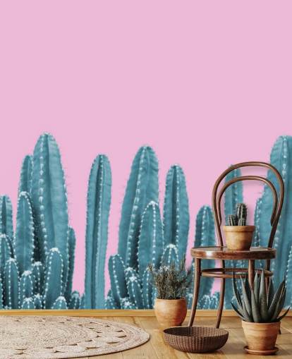 pink and teal cactus wallpaper