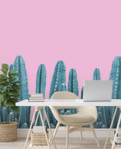 papier peint cactus rose et bleu sarcelle papier peint cactus rose et bleu sarcelle