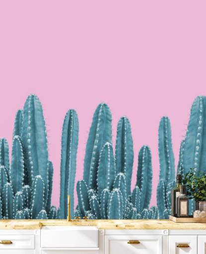 papier peint cactus rose et bleu sarcelle papier peint cactus rose et bleu sarcelle
