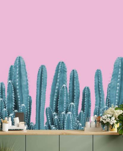 pink and teal cactus wallpaper