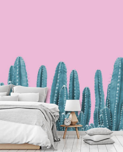 pink and teal cactus wallpaper