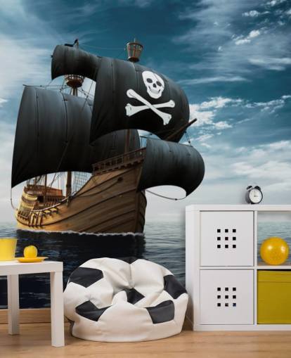 papel pintado de barco pirata en el mar