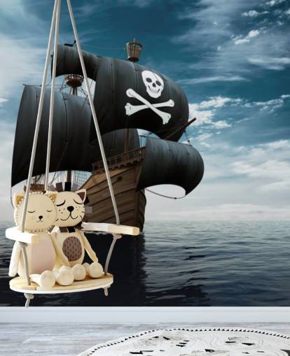 nave pirata bambini in carta da parati mare