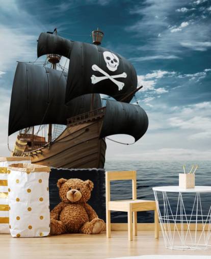 papel pintado de barco pirata en el mar