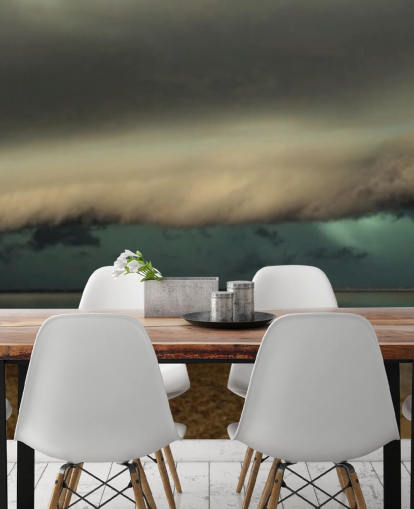 overskyet himmel over panoramaudsigt over en strand tapet