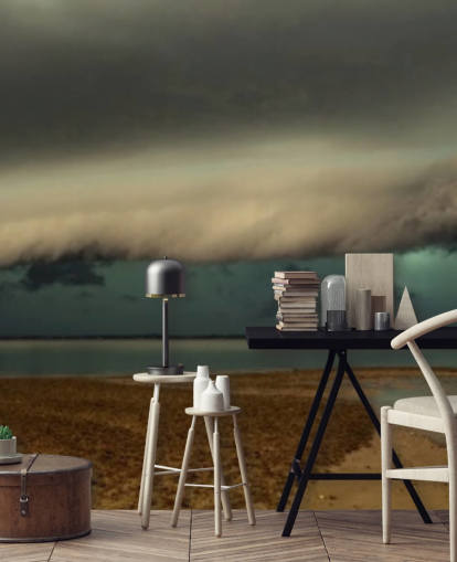 ciel nuageux sur la vue panoramique d'un fond d'écran de plage