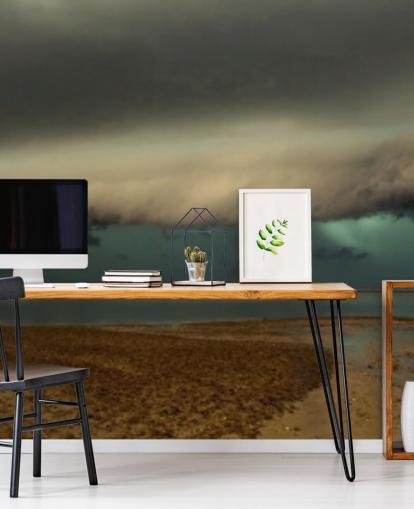 cloudy sky over panoramic view of a beach wallpaper