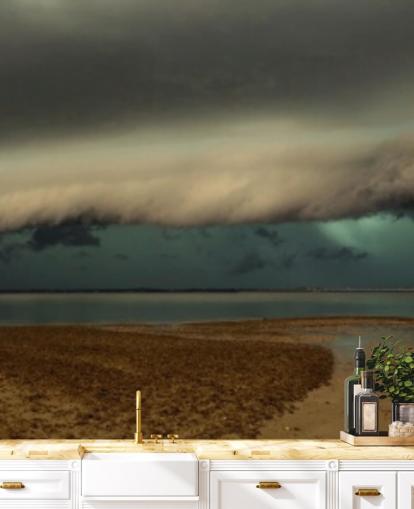cielo nuvoloso sulla vista panoramica di una carta da parati spiaggia