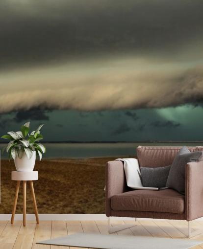 cloudy sky over panoramic view of a beach wallpaper