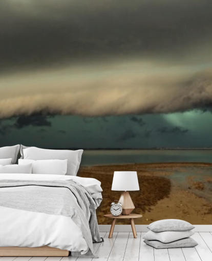 céu nublado sobre vista panorâmica de um papel de parede de praia