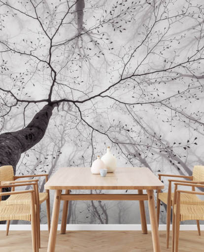 vista de árbol en blanco y negro desde el fondo de pantalla