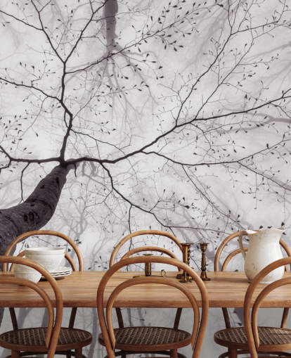 albero bianco e nero vista da terra carta da parati