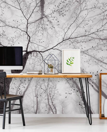 vista de árbol en blanco y negro desde el fondo de pantalla