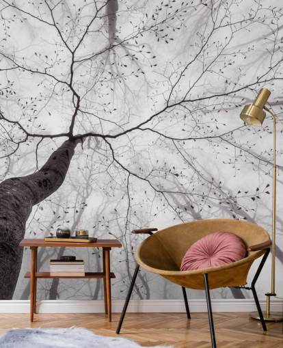 zwart-witte boomweergave vanaf het grondbehang zwart-witte boomweergave vanaf het grondbehang