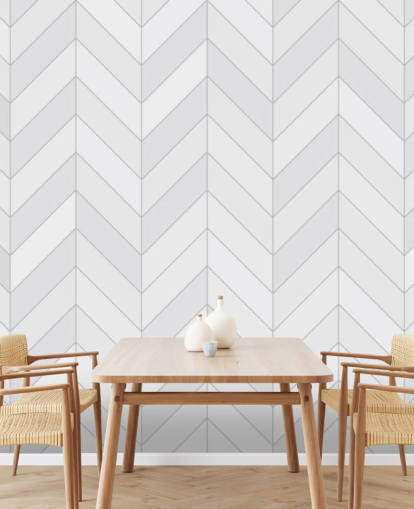 white and grey customisable pattern wallpaper mural called Seamless Herringbone