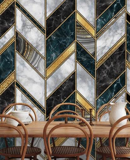 grey and gold zig zag art deco wallpaper 